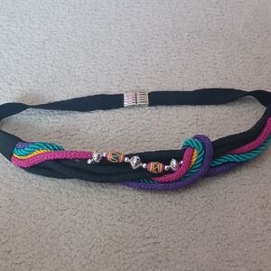 Multicolor Braided Women's Belt With Beading